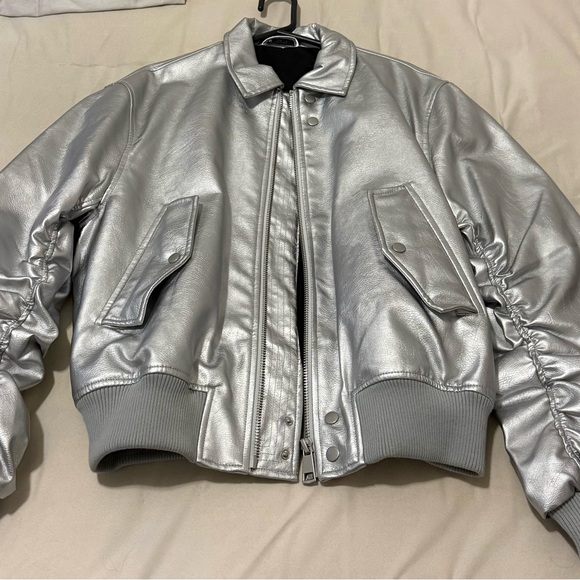 Zara Metallic Faux Leather Jacket - Picture 2 of 8